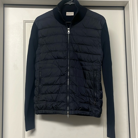Moncler Dark Navy Blue Puffer and Knit Sweater Jacket - Picture 1 of 8